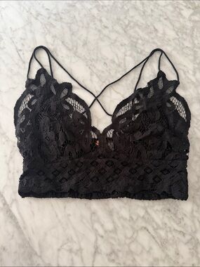 Free People Black Adella Bralette (Medium)